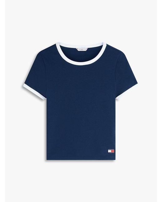 Tommy Hilfiger Blue Heritage Contrast Trim Ribbed Lounge T-Shirt