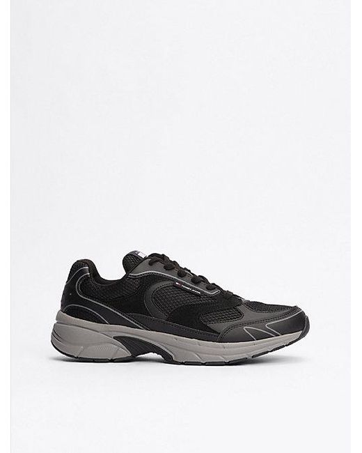 Tommy Hilfiger Colour-Blocked Sneaker Met Gemengde Texturen in het Black voor heren