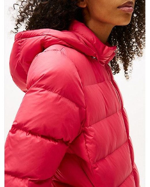 Tommy Hilfiger Glanzend Waterafstotend Pufferjack Met Dons in het Red