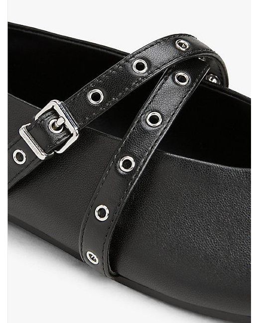 Tommy Hilfiger White Mary Jane Aus Leder Mit Überkreuztem Riemen
