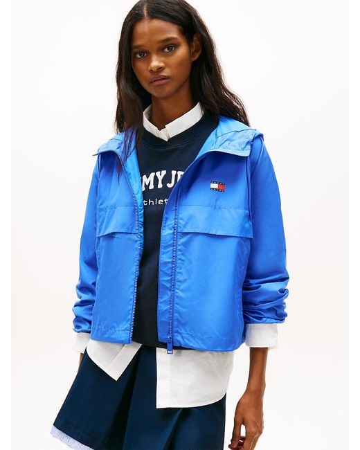 Tommy Hilfiger Blue Relaxed Water Repellent Ripstop Hooded Windbreaker