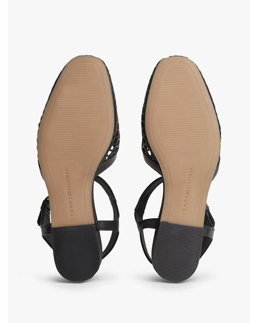 Tommy Hilfiger White Cutout Leather T-Bar Buckle Sandals