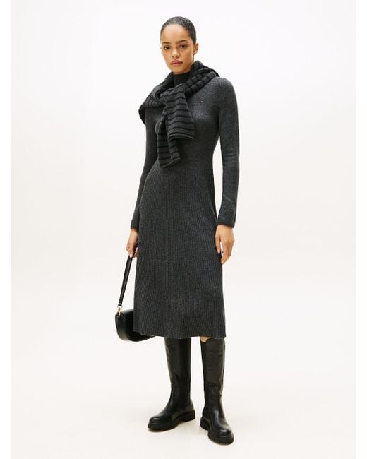 Vestito Pullover Midi di Tommy Hilfiger in Black