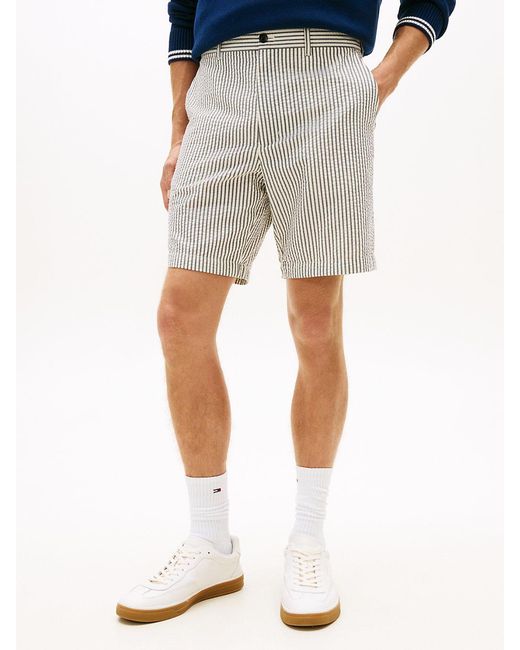 Tommy Hilfiger Blue Dover Seersucker Stripe Regular Fit Chino Shorts for men