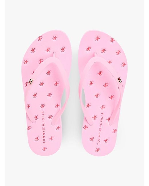 Tommy Hilfiger Pink Repeat Logo Platform Flip-flops