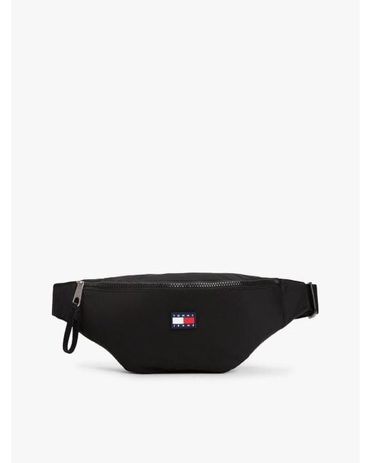 Tommy Hilfiger Black Rubberised Logo Bum Bag for men