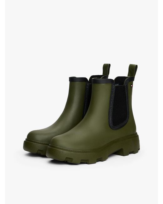 Bottines De Pluie Fourrées À Semelle Crantée Tommy Hilfiger en coloris Green