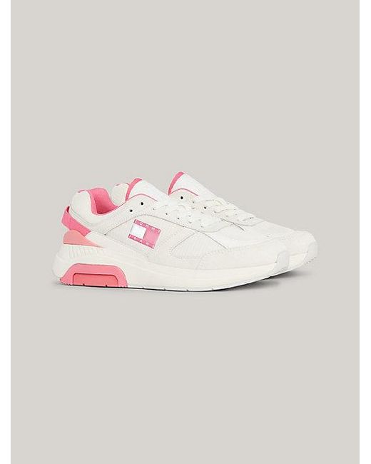 Tommy Hilfiger Pink Runner-Ledersneaker mit feinem Sohlenprofil