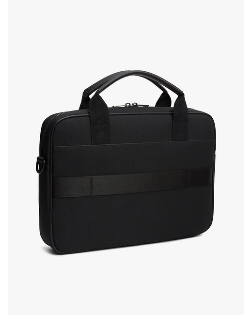 Tommy Hilfiger Black Textile Logo Patch Laptop Bag for men