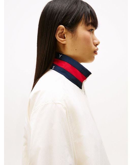 Veste Déperlante À Col À Logo Tommy Hilfiger en coloris White