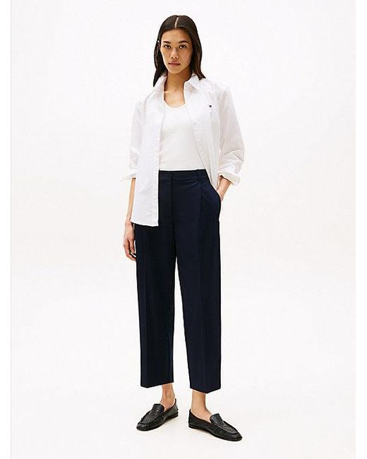 Tommy Hilfiger Cropped Broek Met Tapered Fit in het White