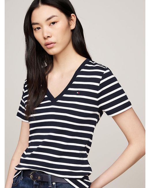 Tommy Hilfiger Blue Slim V-neck T-shirt