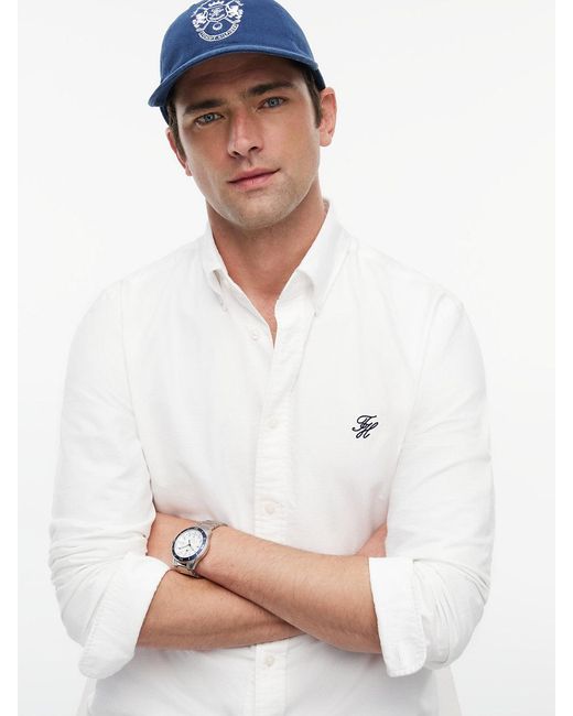 Tommy Hilfiger White Heritage Regular Fit Logo Embroidery Oxford Shirt for men
