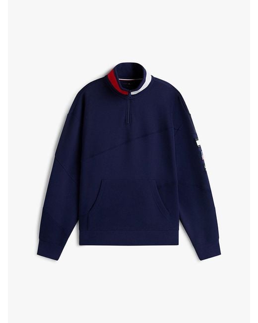 Tommy Hilfiger Blue Tommy X U.s. Sail Gp Team Quarter-zip Sweatshirt
