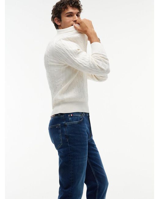 Tommy Hilfiger Blue Denton Whiskered Straight Leg Jeans for men
