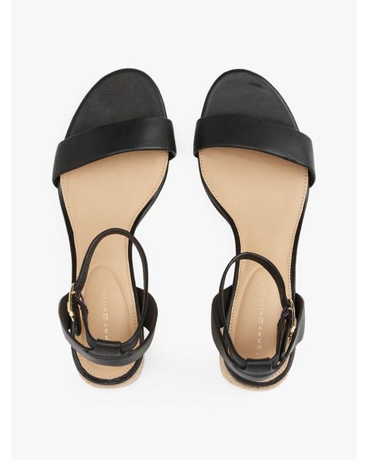 Tommy Hilfiger White Leather Espadrille Heel Sandals