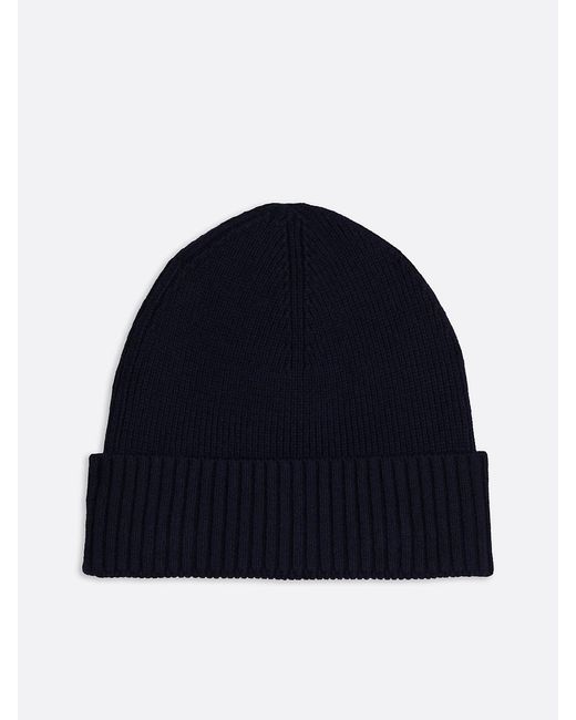 Tommy Hilfiger Blue Hilfiger Flag Embroidery Beanie With Cashmere for men