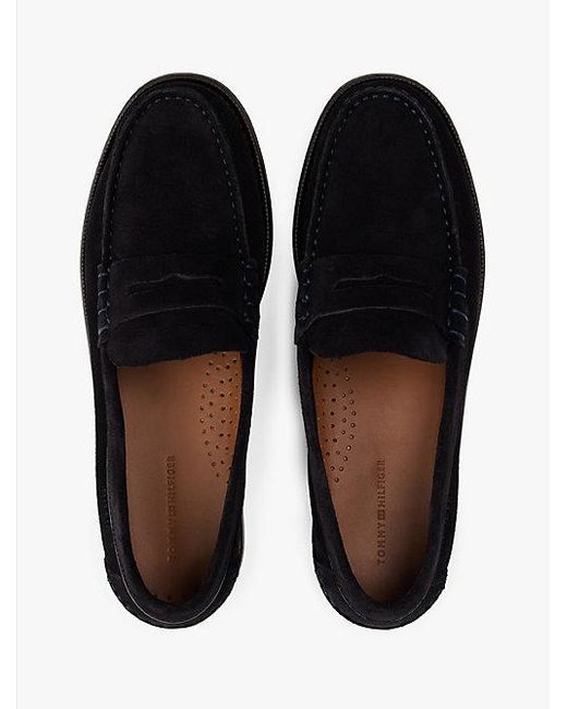 Tommy Hilfiger Suède Loafer Met Logo in het Black voor heren