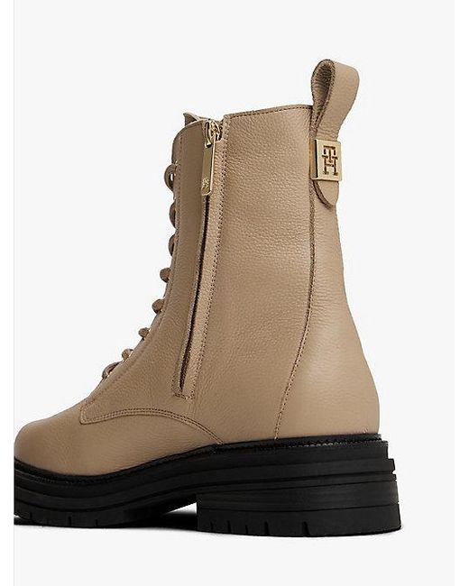 Tommy Hilfiger Chunky Laars Van Gegranuleerd Leer in het Natural