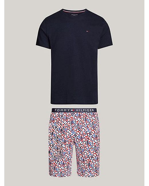 Tommy Hilfiger Th Original Pyjamaset Met T-shirt En Short in het Blue voor heren
