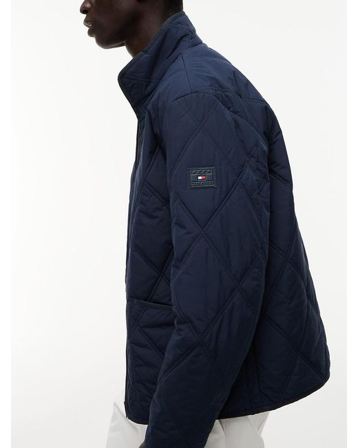 Tommy Hilfiger Blue Diamond Quilted Zip-Thru Jacket for men