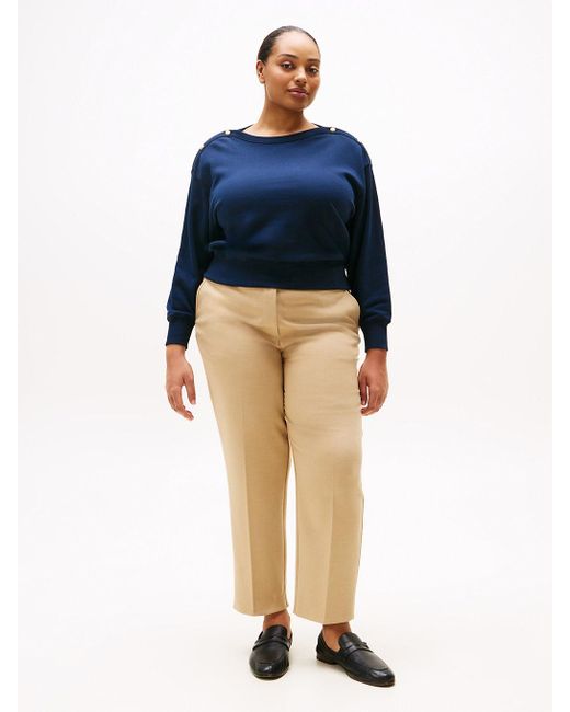 Felpa Curve Con Scollatura A Barca di Tommy Hilfiger in Blue
