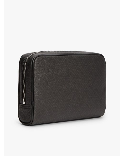 Tommy Hilfiger Black Hilfiger Flag Mixed Texture Pouch for men