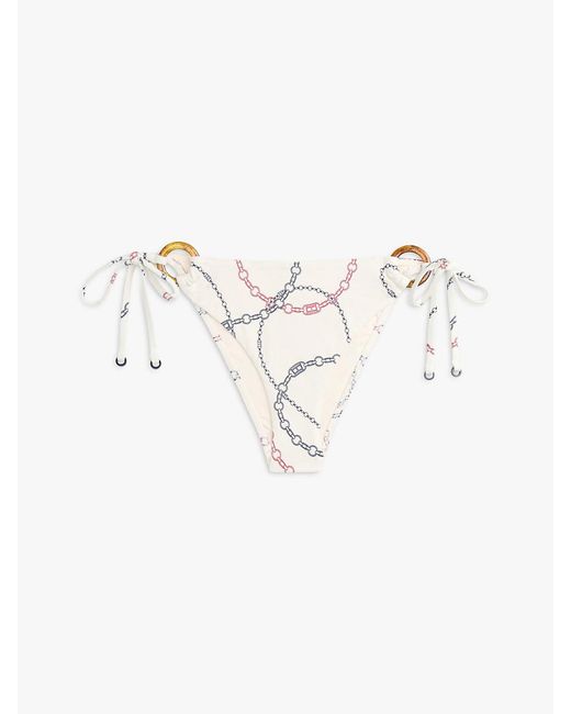 Tommy Hilfiger Multicolor Tortoiseshell Ring Side Tie Bikini Bottoms
