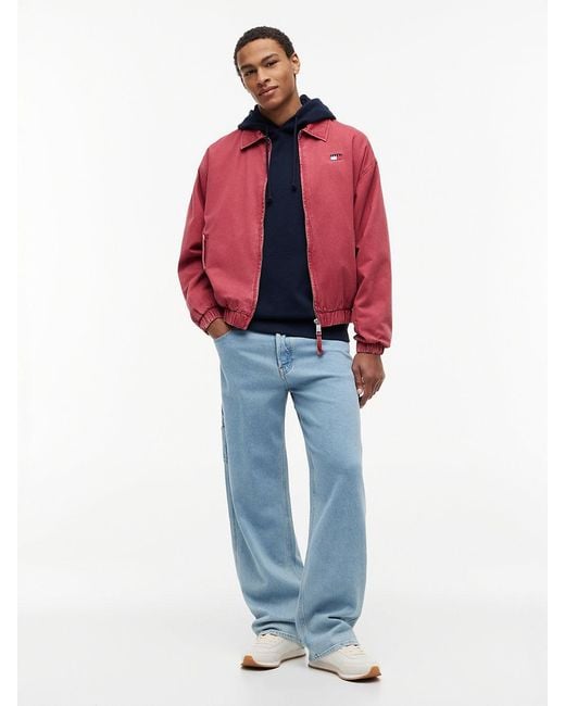 Tommy Hilfiger Red Washed Relaxed Harrington Jacket for men