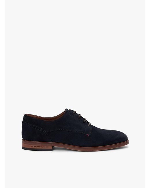 Tommy Hilfiger Blue Suede Derby Shoes for men