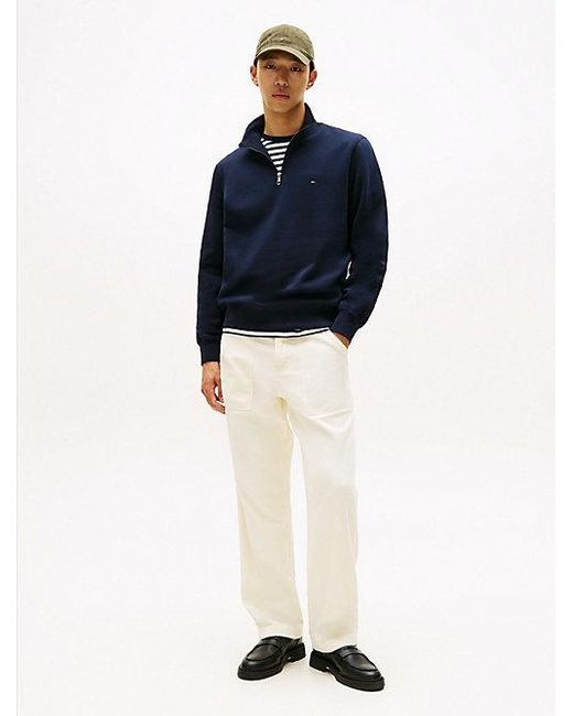 Tommy Hilfiger Fleece Sweatshirt Met 1/4-rits in het Blue voor heren