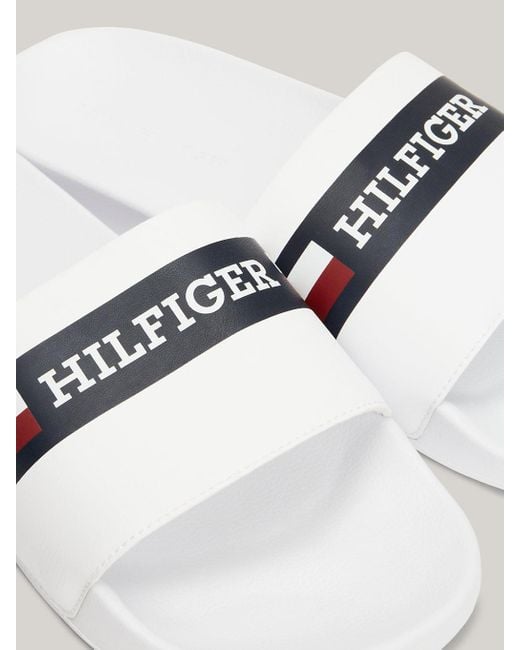 Claquettes à logo Hilfiger Monotype Tommy Hilfiger pour homme en coloris White