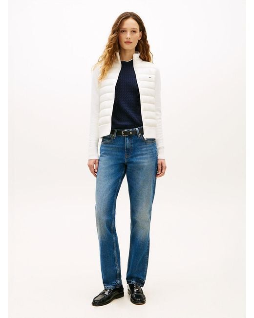 Tommy Hilfiger Natural Lightweight Mixed Knit Padded Jacket