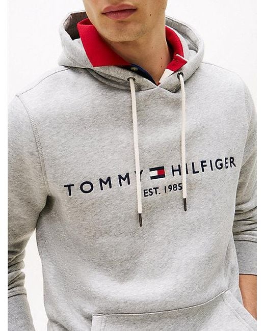 Tommy Hilfiger Flex Fleece Hoodie Met Logo in het Gray voor heren
