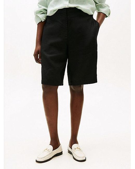 Tommy Hilfiger White Curve Tailored Slim Fit Shorts Aus Leinenmix