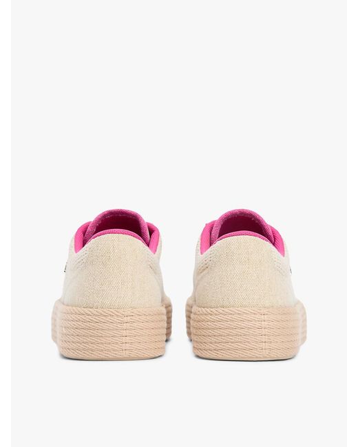 Tommy Hilfiger Pink Th Monogram Canvas Rope Platform Trainers