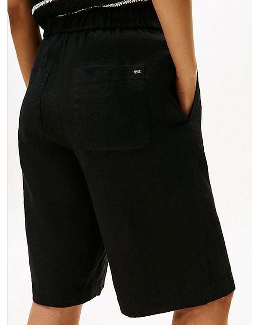 Tommy Hilfiger Black Tailored Slim Fit Shorts Aus Leinenmix