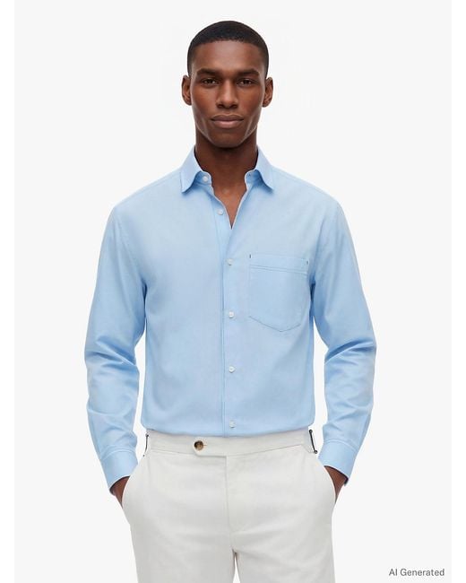 Tommy Hilfiger Blue New York Label Relaxed Fit Poplin Shirt for men