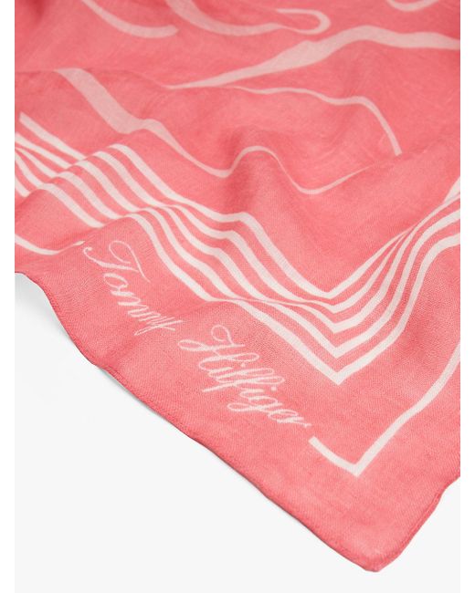 Carré En Pur Lin À Monogramme Th Tommy Hilfiger en coloris Pink