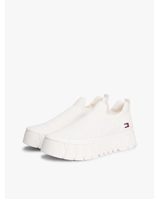 Tommy Hilfiger Natural Chunky Cleat Knit Trainers