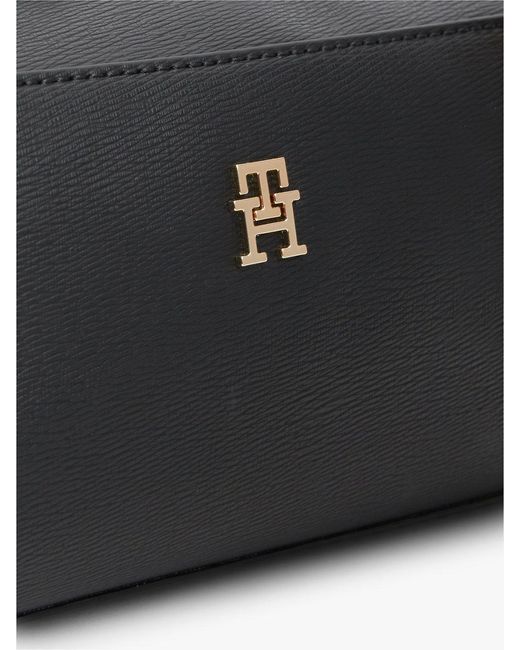 Tommy Hilfiger Black Th Monogram Textured Shoulder Bag