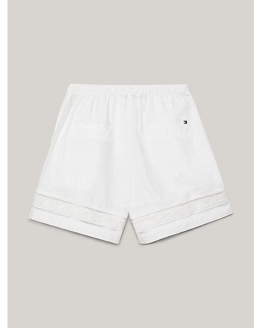 Tommy Hilfiger White Relaxed Fit Shorts mit TH-Monogrammen