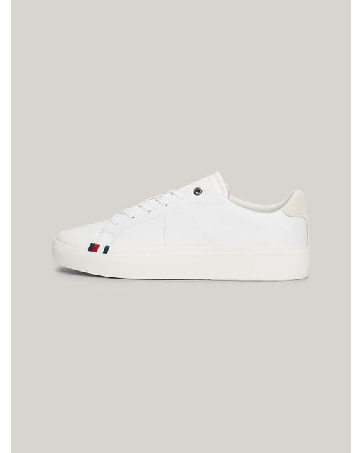 Tommy Hilfiger White Premium Leather Th Monogram Trainers for men