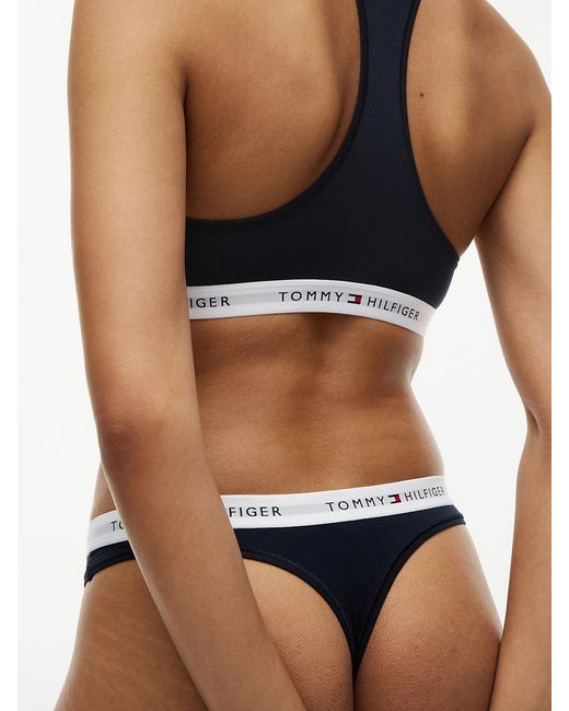 Tommy Hilfiger Blue Repeat Logo Waistband Thong