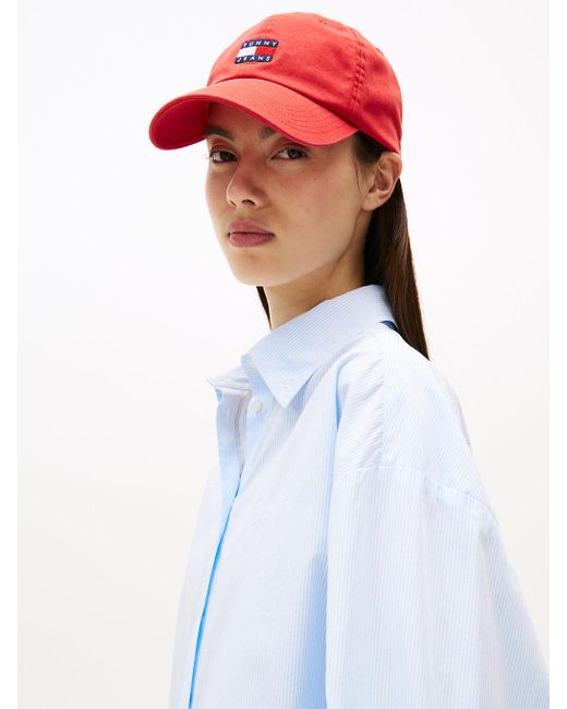 Chemise Courte En Popeline Rayée Tommy Hilfiger en coloris White