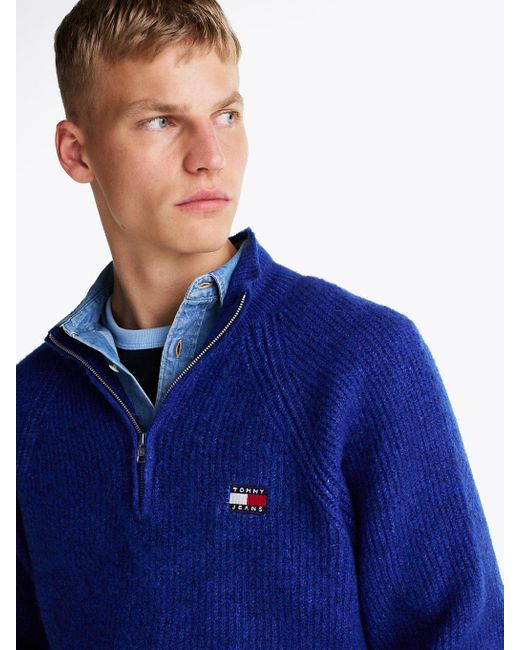 Tommy Hilfiger Blue Tommy Badge Quarter-zip Jumper for men