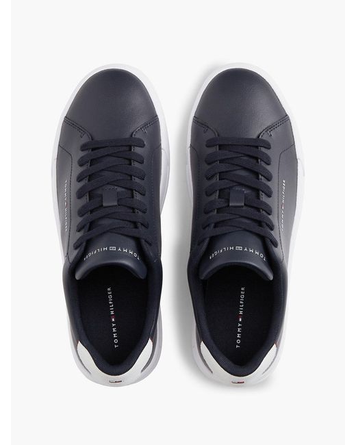 Tommy Hilfiger Blue Logo Court Trainers With Leather for men