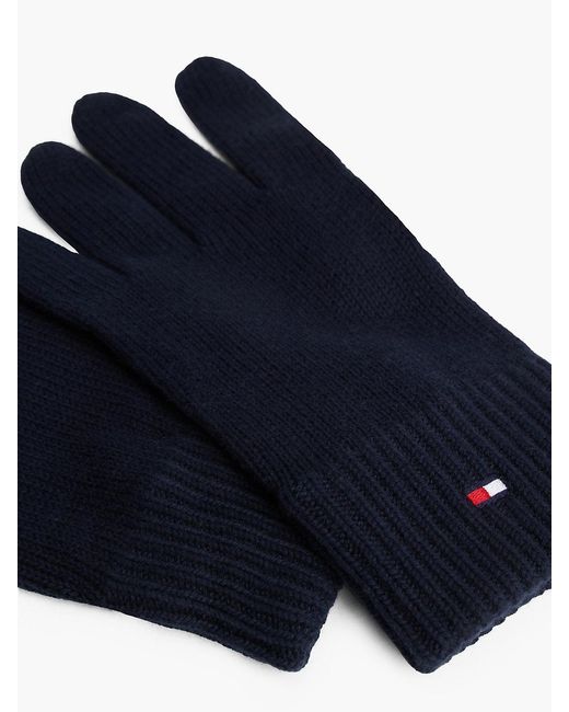 Tommy Hilfiger Blue Hilfiger Flag Embroidery Gloves With Cashmere for men