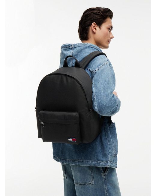 Tommy Hilfiger Black Essential Textile Dome Backpack for men