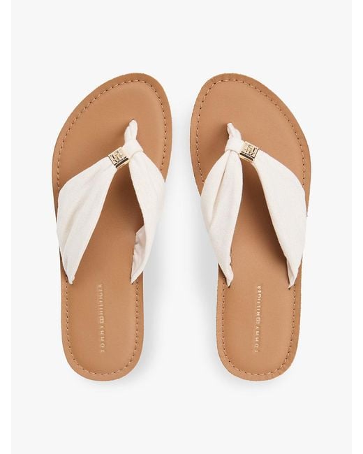Tommy Hilfiger White Th Monogram Plaque Hemp Flip-Flops